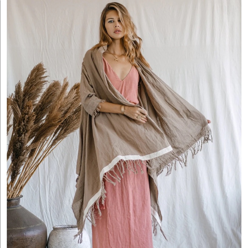 Cotton sleeves shawl/ coffee